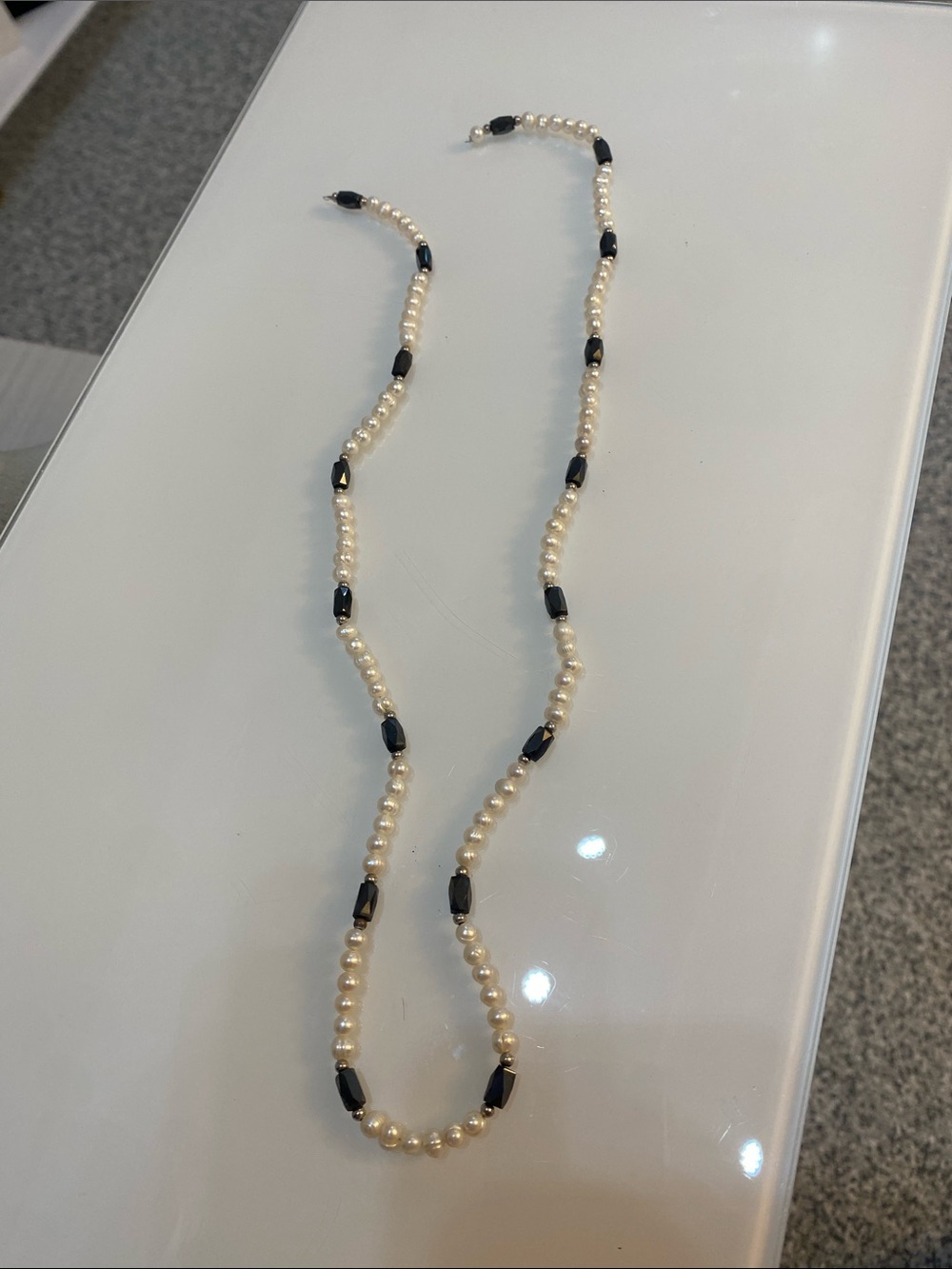 Genuine pearl & hematite necklace bracelet